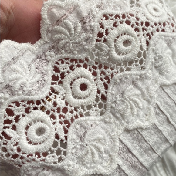 NWT Loveshackfancy Cinnamon Pintucked Lace Inset Mini Dress white size 00 - Picture 8 of 14